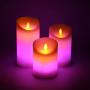 Flameless LED Candles Light, ALED LIGHT 3 Pack Warm White Plus Multicolor Real Wax Battery Operated Electric LED Moving Wick Flickering Candle Lights with Remote Control Timer for Decoration, Wedding