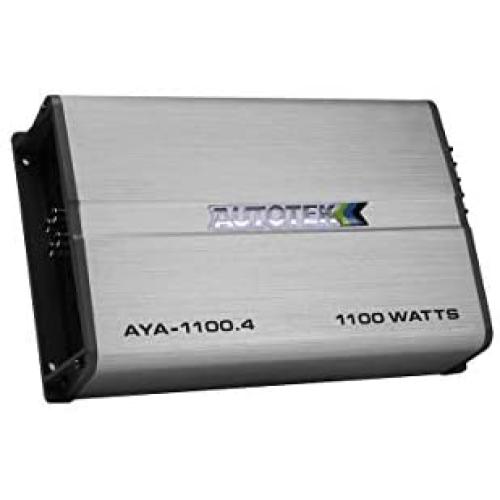 Autotek AYA-1100.4 Alloy Series Four Channel Car Audio Amplifier (Silver) – Class A/B Amp, 1100 Watt, Wired Bass Remote Included, Variable Electronic Crossover