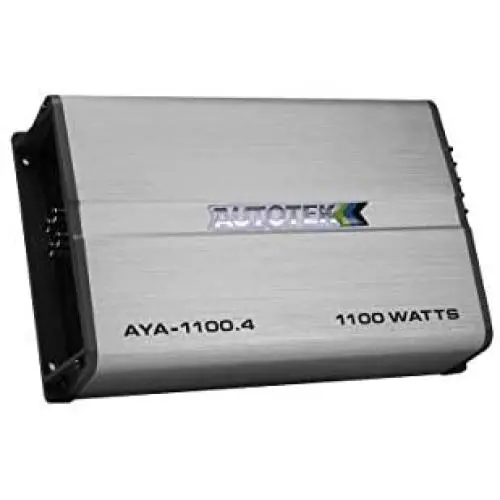 Autotek AYA-1100.4 Alloy Series Four Channel Car Audio Amplifier (Silver) – Class A/B Amp, 1100 Watt, Wired Bass Remote Included, Variable Electronic Crossover