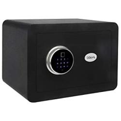 Golval EF25 Home Steel Security Safe Box, Biometric Fingerprint Quick-Access Safe with New-Gen Full Keypad Module Wide, Solid Steel Safe Strongbox for Cash,Jewelry, Guns, Valuables (Black)