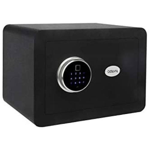 Golval EF25 Home Steel Security Safe Box, Biometric Fingerprint Quick-Access Safe with New-Gen Full Keypad Module Wide, Solid Steel Safe Strongbox for Cash,Jewelry, Guns, Valuables (Black)