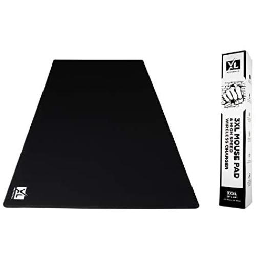 3XL Huge Mouse Pads Oversized (48x24) - Extra Large Gaming XXXL Mousepad for Full Desk - Super Thick Nonslip Rubber Base and Waterproof Desktop Keyboard Extended Mouse Mat (Black, XXX-Large)