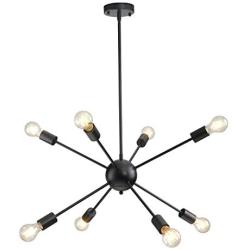 Sputnik Chandelier,8 Lights Modern Chandelier Pendant Lighting Industrial Vintage Hanging Dining Room Light for Kitchen (Black)