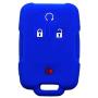LemSa 2pcs Silicone 4 Buttons Smart Key Fob Cover Remote Keyless Entry Bag Compatible with Chevrolet Silverado Colorado 2017 2018 M3N32337100 13577770 13577771 GMC Sierra Yukon Cadillac, Black+Blue