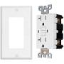 1 Pack - GFCI Duplex Outlet Receptacle - Tamper Resistant 20-Amp/125-Volt, Self-Test Function with LED Indicator - UL Listed, cUL Listed - Wall Plate and Screws Included, White