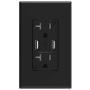 ELEGRP USB Charger Wall Outlet, Dual High Speed 4.0 Amp USB Ports with Smart Chip, 20 Amp Duplex Tamper Resistant Receptacle Plug NEMA 5-20R, Wall Plate Included, UL Listed (1 Pack, Glossy Black)