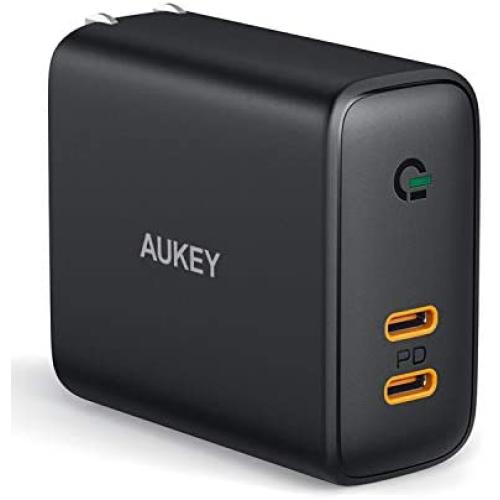 iPhone 12 Charger, AUKEY Focus 36W 2-Port Foldable USB C Charger with 30W Power Delivery 3.0 & Dynamic Detect Type C Wall Charger for iPhone 12 Mini/Pro Max/SE, MacBook, iPad Pro, Airpods Pro, Switch