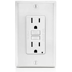 Leviton GFTR1-W Self-Test SmartlockPro Slim GFCI Tamper-Resistant Receptacle with LED Indicator, Wallplate Included, 15-Amp, White