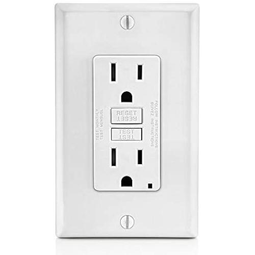 Leviton GFTR1-W Self-Test SmartlockPro Slim GFCI Tamper-Resistant Receptacle with LED Indicator, Wallplate Included, 15-Amp, White