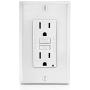 Leviton GFTR1-W Self-Test SmartlockPro Slim GFCI Tamper-Resistant Receptacle with LED Indicator, Wallplate Included, 15-Amp, White