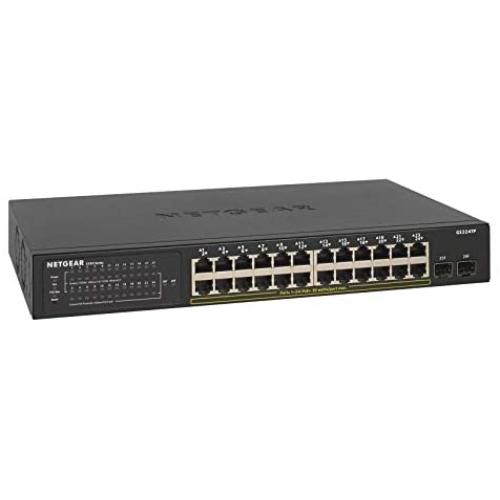 NETGEAR 26-Port PoE Gigabit Ethernet Smart Switch (GS324TP) - Managed with 24 x PoE+ @ 190W, 2 x 1G SFP, Desktop/Rackmount, S350 series