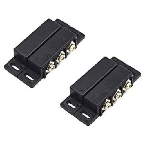2X Magnetic Reed Switch Normally Open Closed NC NO Door Alarm Window Security/Magnetic Door Switch/Magnetic Contact Switch/Reed Switch,to DC 5V 12V 24V Light (Black)