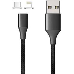 NetDot Gen10 Nylon Braided Magnetic Charging Cable Fast Charging and Data Transfer for USB C Smartphones and I-Product (5Ft/ 3 Pack, Black) (VC_10IOSTC1.5mblack3)