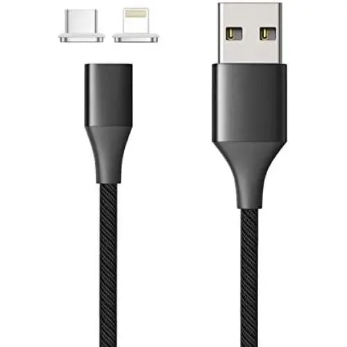 NetDot Gen10 Nylon Braided Magnetic Charging Cable Fast Charging and Data Transfer for USB C Smartphones and I-Product (5Ft/ 3 Pack, Black) (VC_10IOSTC1.5mblack3)