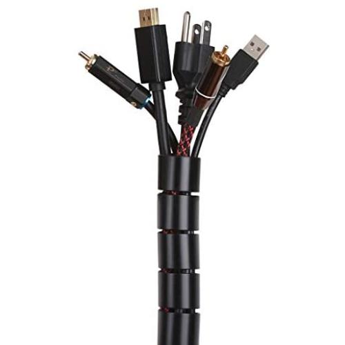 Alex Tech 10ft – 1 inch Cable Sleeve Easy Wrap Cable Management Sleeve Wire Wrap Cord Organizer for Computer TV Home Office - Black