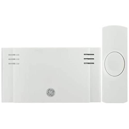 GE Wireless Doorbell Kit, 2 Melodies, 1 Push Buttons, 4 Volume Levels, 150 Ft. Range, Mountable, White, 19247, Battery-Operated Receiver