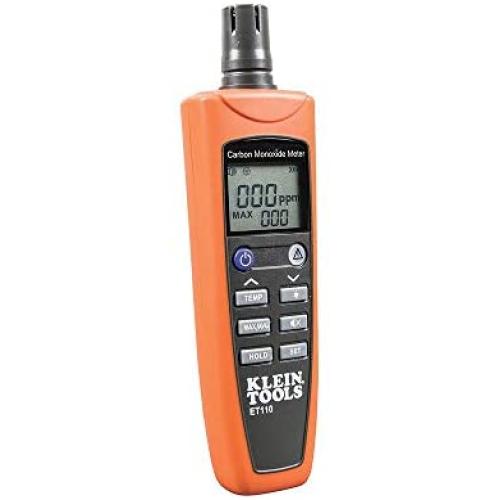 Klein Tools ET110 CO Meter, Carbon Monoxide Tester and Detector with Exposure Limit Alarm, 4 x AAA Batteries and Carry Pouch Included