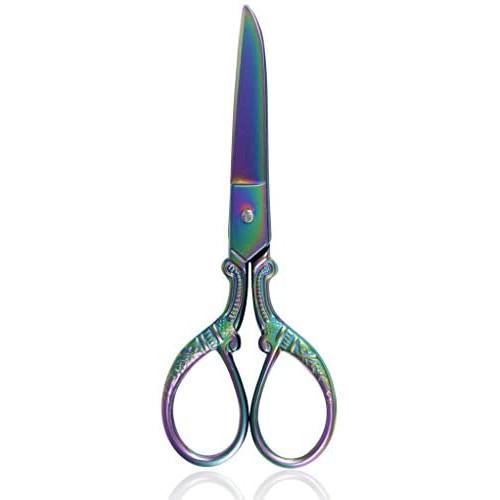 BIHRTC Small Sewing Scissors 5 Inch Fabric Scissors Rainbow Embroidery Scissors Stainless Steel Scissors Shears for Sewing Craft Office Needlepoint Artwok DIY Tools Scissors