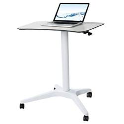 Pneumatic Adjustable Height Laptop Desk, Sit and Stand Mobile, Ergonomic Design, Excellent Computer Workstation for Classrooms, Offices, and Home! 25.5x18 CARTMAY(White)