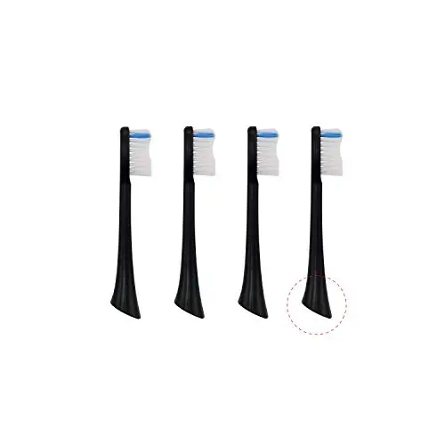 Sonic Bluetooth Rechargeable Electric Toothbrush Replacement 4 Brush Heads (Black)