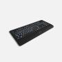 Azio Wireless Keyboard with Large Print Keys, Blue Color Backlight, 2.4gHz USB-RF Rechargeable and Multimedia Productivity Hotkeys (Vision Series KB510W)