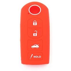 WFMJ 2Pcs Red Blue Silicone for Mazda 3 6 CX7 CX9 MX-5 Miata 4 Buttons Remote Smart Key Chain Cover Case Fob