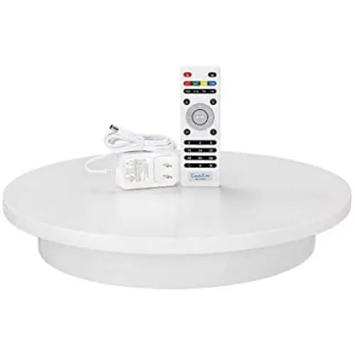 ComXim Professional 360 Degree Photography Turntable for Product Photography, 15.8in(40cm) Diameter,Automatic Remote Control Angle,Speed,Direction, Various Rotation Mode (White)
