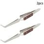 Utoolmart Stainless Steel Tweezers With Cross Locking Wooden Handle Tweezers Bent Reverse Action for Electronics Jewelry-Making Laboratory Hobby 2pcs