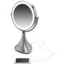 iHome All-in-One, 7X Magnify, 9'' 2-Sided LED Bluetooth Audio, Phone Charging Makeup Mirror, Bright LED Light Up Mirror, Natural Light, Double-Sided Vanity Mirror, Hands-Free Speakerphone