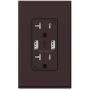 (1 Pack, Glossy Brown) ELEGRP USB Outlet Wall Charger, Dual High Speed 4.0 Amp USB Ports with Smart Chip, 20 Amp Duplex Tamper Resistant Receptacle Plug NEMA 5-20R, Wall Plate Included, UL Listed