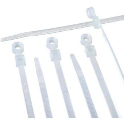 7 inch White Nylon Zip Ties - Strong Zip Tie, Wire Ties - Indoor and Outdoor Rated - Screw Mounting Hole, Zip Ties (Wire Ties, Cable Ties), 100 Pack - White - 7''