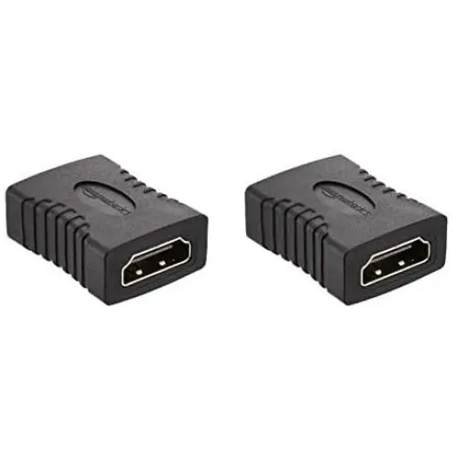 Amazon Basics HDMI Female to Female Coupler Adapter (2 Pack), 29 x 22mm, Black
