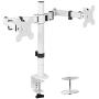 VIVO White Dual 13 to 27 inch LCD LED Monitor Desk Mount Stand with C-clamp and Bolt-Through Grommet, Heavy Duty Fully Adjustable Arms for 2 Screens STAND-V002W VIVO White Dual 13 to 27 inch LCD LED Monitor Desk Mount Stand with C-clamp and Bolt-Through Grommet, Heavy Duty Fully Adjustable Arms for 2 Screens STAND-V002W