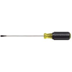 Klein Tools 601-10 Flat Head Screwdriver, 3/16-Inch Cabinet Tip with 10-Inch Round Shank