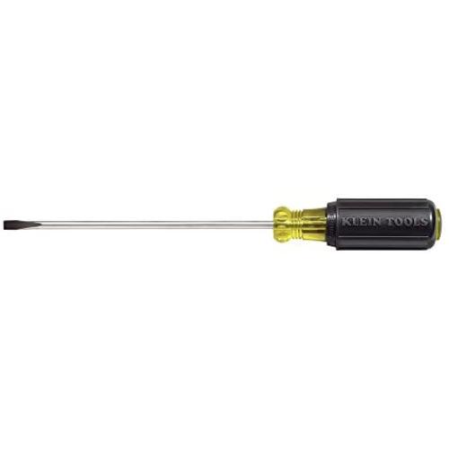 Klein Tools 601-10 Flat Head Screwdriver, 3/16-Inch Cabinet Tip with 10-Inch Round Shank