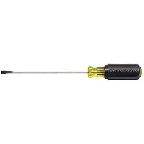 Klein Tools 601-10 Flat Head Screwdriver, 3/16-Inch Cabinet Tip with 10-Inch Round Shank