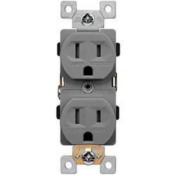 ENERLITES Tamper-Resistant Child Safe Duplex Receptacle Outlet, Residential Grade, 3-Wire, Self-Grounding, 2-Pole, 15A 125V, UL Listed, 61580-TR-GY-10PCS, Gray (10 Pack)