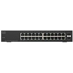 Cisco SG112-24 Desktop Switch with 24 Compact Gigabit Ethernet (GbE) Ports plus 2 Gigabit Ethernet combo mini-GBIC SFP, Limited Lifetime Protection (SG112-24-NA),Black