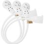 Maximm Cable 1 Foot 360° Rotating Flat Plug Extension Cord / Wire, 3 Prong Grounded Wire 16 Awg Power Cord - 3 Pack - White