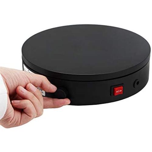 ComXim 360 Degree Black Photography Turntable for Product Shooting, 44LB Capacity, 7.87in Diameter, Knob Control Speed, Jewelry,Watch,Shampoo,Shoes,Bag Shooting and dispaly