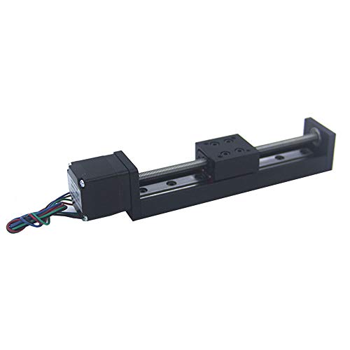CNC Sliding Table Lead Screw Precision Travel Length 50mm/100mm/150mm/200mm NEMA11 Linear Stepper Motor Guide Slide T-Shaped Screw line Rail Electric (24V,1.8°） (200mm)