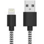 TalkWorks iPhone Charger Lightning Cable 6ft Long Braided Heavy Duty Cord MFI Certified for Apple iPhone 12, 12 Pro/Max, 12 Mini, 11, 11 Pro/Max, XR, XS/Max, X, 8, 7, 6, SE, iPad - Black/White