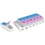 Ezy Dose Travel (7-Day) Pill, Medicine, Vitamin Organizer | Weekly, 2 Times a Day, AM/PM | Large Compartments | Colored Lids