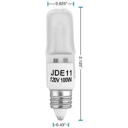 4-Pack JDE11 120V 100W Frosted Halogen JDE11 100W Bulb Warm White 100 Watt T4 E11 Bulb Frosted JD E11 T4 100W for Chandeliers, Pendants, Table Lamps, Cabinet Lighting, Mini-Candelabra Base T4 Bulb