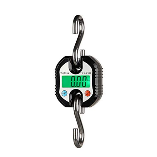 Digital 150kg/300lb 50g Crane Scale, Electronic Mini Hanging Heavy Duty Hook Scale Portable Weight Balance Tool with LCD Backlight for Kitchen Fishing Travel Industrial Hunting (Black)