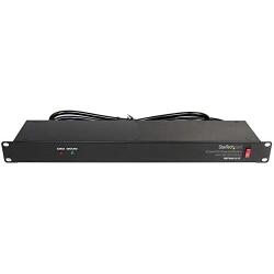 StarTech.com 8 Outlet Horizontal 1U Rack Mount PDU Power Strip for Network Server Racks - Surge Protection - 120V/15A - with 6 Ft Power Cord (RKPW081915), Black