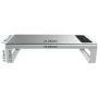 Aluminum Monitor Stand with Wireless Charing Pad and 4 USB 3.0 Ports,Support Transfer Data and Charging,Keyboard and Mouse Storage Desk Organizer up to 27inch for Computer MacBook PC (Silver)