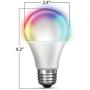 Feit Electric OM60/RGBW/CA/AG/3 60 Watt Equivalent WiFi Color Changing and Tunable White, Dimmable, No Hub Required, Alexa or Google Assistant A19 LED Smart Light Bulb, 3-Pack, Rgbw Multicolor