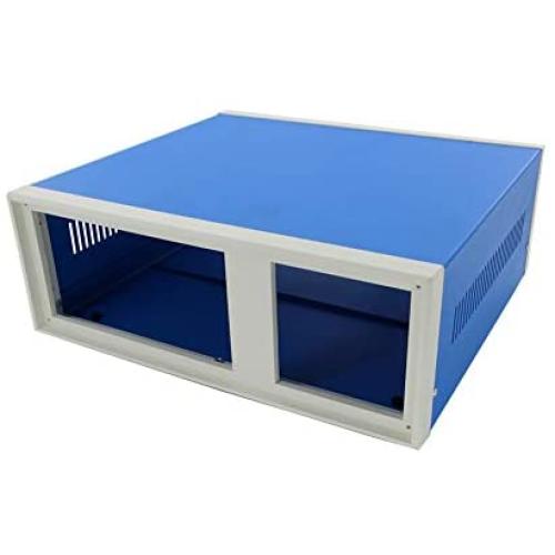Fielect 12.20'' x 11.22'' x 4.53'' Electronic Enclosures Blue Metal Enclosure Project Box Case DIY Box Junction Case Enclosure