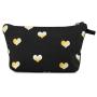 Hearts Makeup Bags, Cosmetic Travel Pouches in 2 Sizes (Black, 2 Pack)